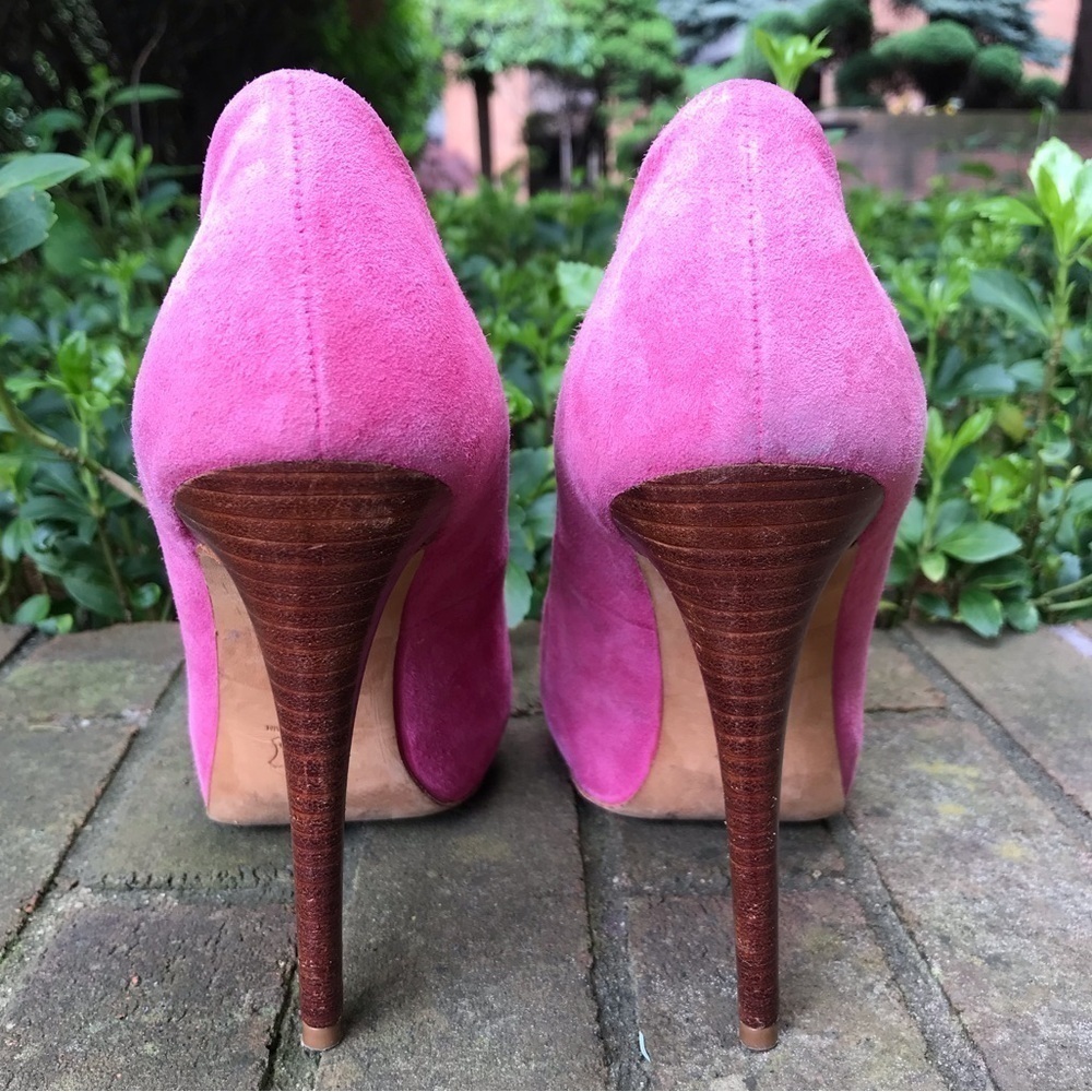 TOPSHOP Pink Rosette open toe Suede BarbieCore stiletto heel Size 9.5 EU Size 40 - Picture 7 of 16